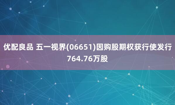 优配良品 五一视界(06651)因购股期权获行使发行764.76万股