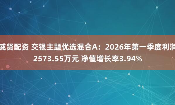 威贤配资 交银主题优选混合A：2026年第一季度利润2573.55万元 净值增长率3.94%