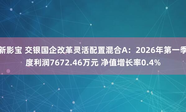 新影宝 交银国企改革灵活配置混合A：2026年第一季度利润7672.46万元 净值增长率0.4%