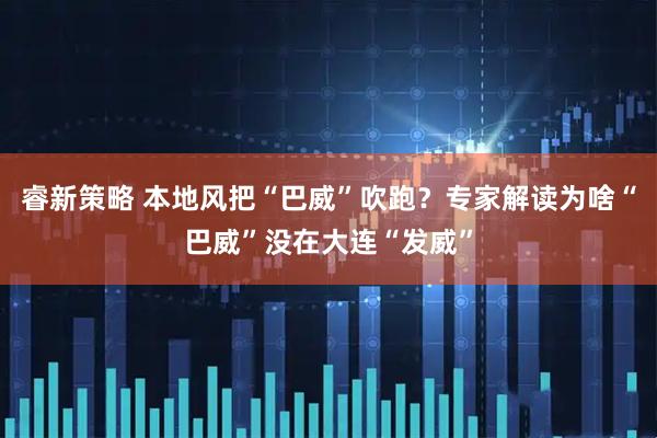 睿新策略 本地风把“巴威”吹跑？专家解读为啥“巴威”没在大连“发威”