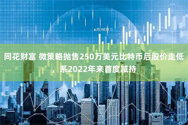 同花财富 微策略抛售250万美元比特币后股价走低，系2022年来首度减持