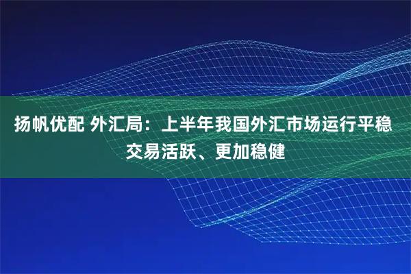 扬帆优配 外汇局：上半年我国外汇市场运行平稳 交易活跃、更加稳健